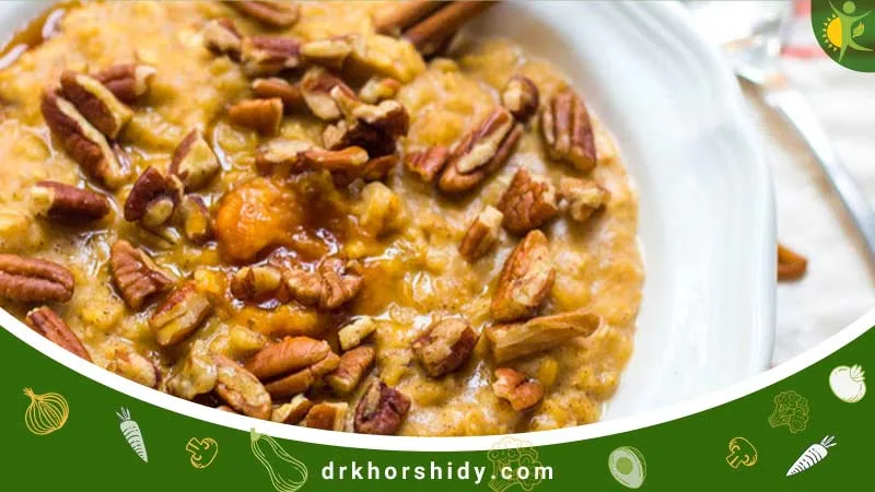 فرنی کدو حلوایی و جو دوسر با شیره افرا