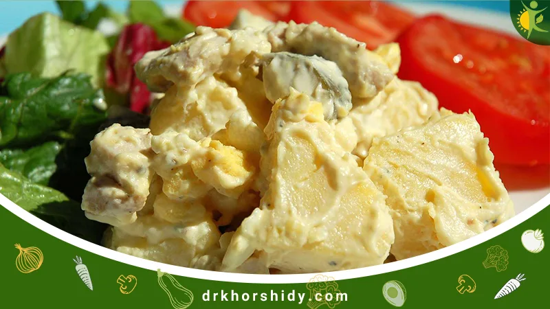 سالاد مرغ و سیبزمینی با سس ماست